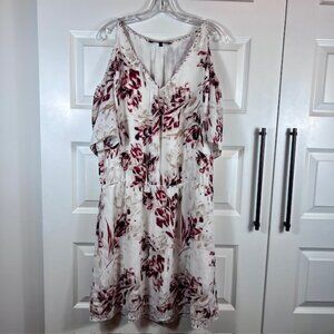 White House Black Market Cold Shoulder Floral Print Midi Dress Size 14